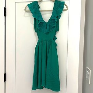 Open back, side slits green dress
